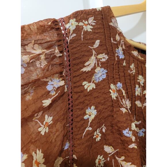 Madewell Brown Floral Print Long Sleeve Dress - Picture 5 of 11